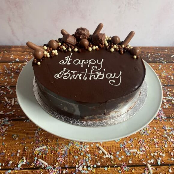 Chocolate Biscuit Cake Torte with Chocolate Treats Decoration