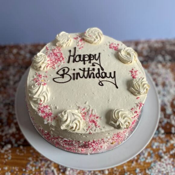 Pink & White Vanilla Cream Cake