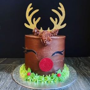 Chocolate Christmas Cake Delivered in Dublin. Belgian Chocolate Christmas Reindeer Cake