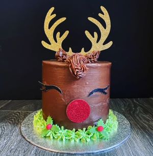 Chocolate Christmas Cake Delivered in Dublin. Belgian Chocolate Christmas Reindeer Cake